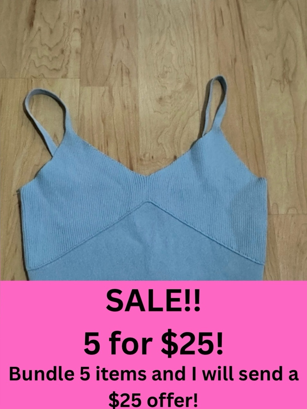 5/$25 NWT Endless Rose Light Blue Ribbed Cropped Top